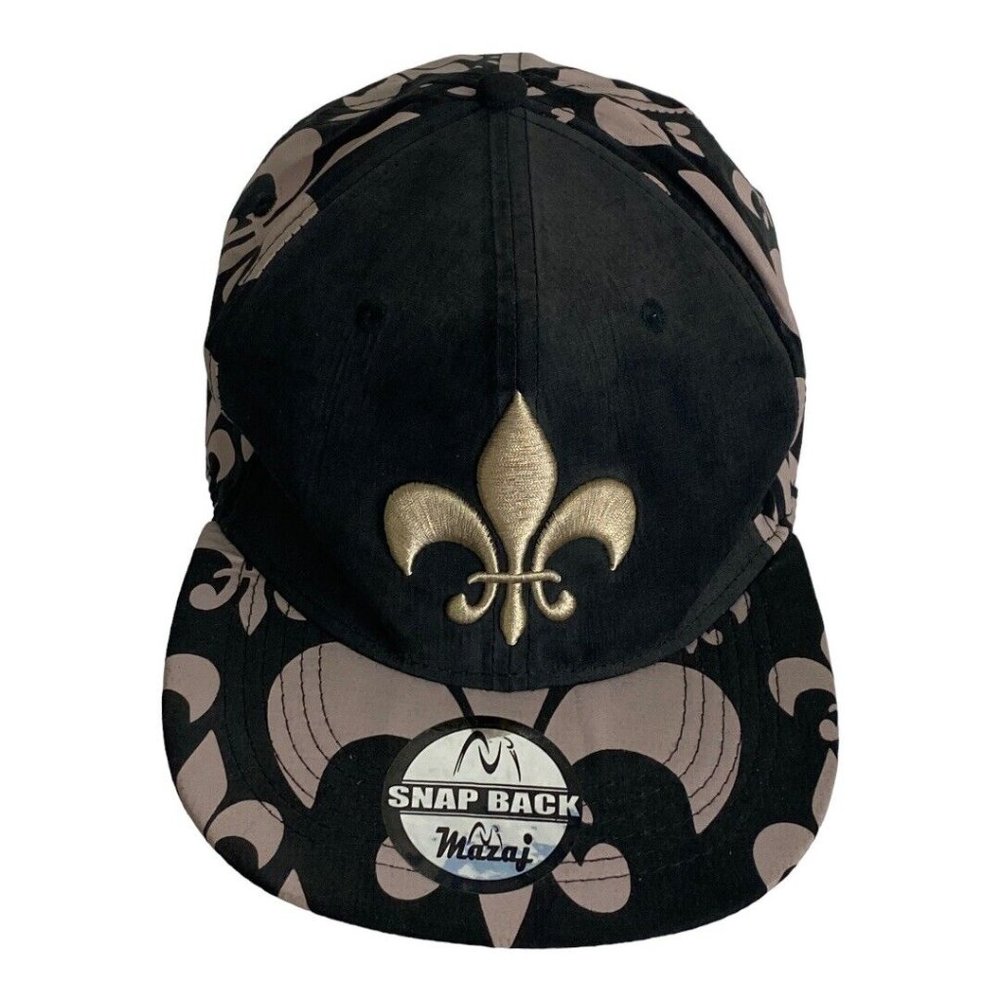 New Orleans Saints Mazaj Hat Embroidered Logo Adjustable Black Fleur De Lis NEW